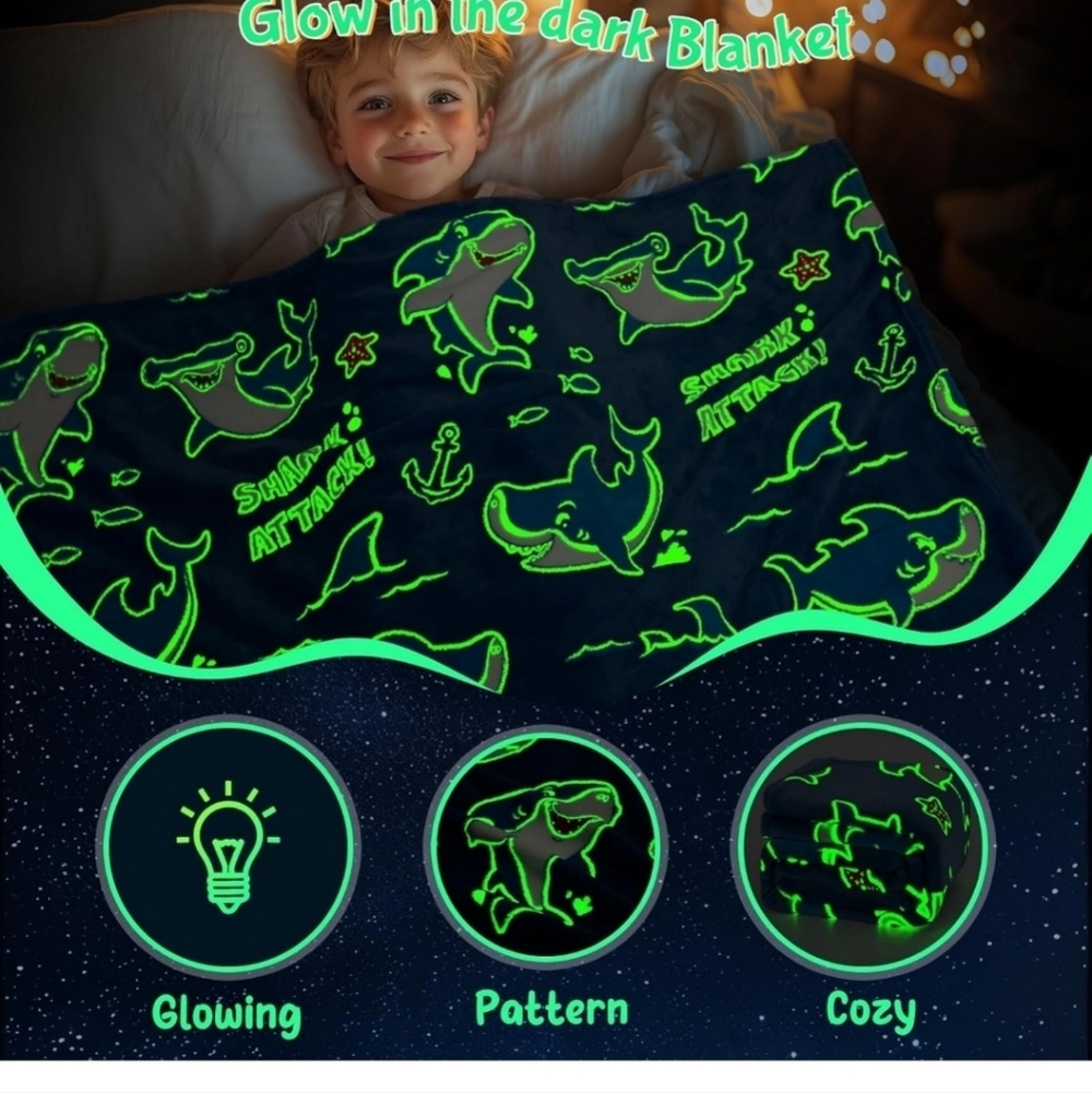 Shark Toys Blankets Glow in The Dark Hammerhead Ocean Sharks